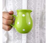 City to Cottage® Lime Green and White Polka Dot Handmade Hand Painted Small 150ml/5oz Ceramic Milk Jug Creamer Pourer