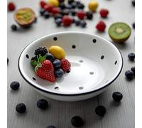 City to Cottage® White and Black Pottery | Polka Dot Spotty | Handmade Hand Painted | Glazed Ceramic 7.3inch/18.5cm | 14oz/400ml Large Salad, Pasta, Fruit, Cereal, Soup Bowl | Unique Dinnerware