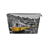 City Train Print Travel Makeup Bag Cosmetic Toiletry Bag Wash Bag Multifunctional Storage with Zipper for Women Girls Silver