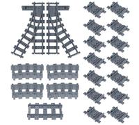 City Train Rails Set, APKLVSR 33 Pieces City Rails for Train Engine, Building Blocks Train Rail Set Compatible with the Market Leader, Railway Rail Accessories Compatible with Popular Brands