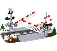 City Train Tracks Railroad Crossing Building Set, Train Tracks Railroad Accessories with Railroad Crossing, Compatible with Major Brands (B)
