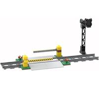 City Train Tracks Railroad Crossing Building Set, Train Tracks Railroad Accessories with Railroad Crossing, Compatible with Major Brands (A)