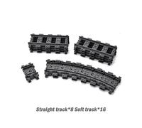City Trains Flexible Tracks Forked Straight Curved Rails Switch Building Block Bricks High Tech Creative Toys For Kid