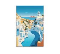 City Travel Greece Santorini Seaside Town Decorative Painting Canvas Wall Posters And Modern Family Bedroom Decor 12x18inch(30x45cm)