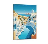 City Travel Greece Santorini Seaside Town Decorative Painting Canvas Wall Posters And Modern Family Bedroom Decor 20x30inch(50x75cm)