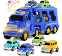 City Truck Toys, 5-in-1 Friction Power Vehicle Set for Kids Ages 3-9, Ideal for Toddler Play and Birthday