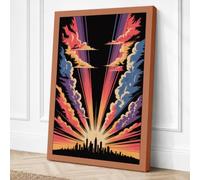 City Under Fire Canvas Wall Art Print 18x12 Inch