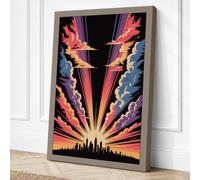 City Under Fire Canvas Wall Art Print 18x12 Inch