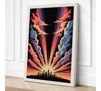 City Under Fire Canvas Wall Art Print 24x16 Inch