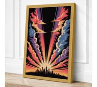 City Under Fire Modern Canvas Wall Art Print 18x12 Inch (46 x 30 cm)