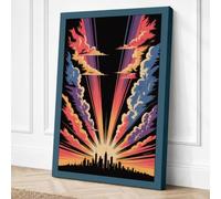 City Under Fire Modern Canvas Wall Art Print 36x24 Inch (91 x 61 cm)