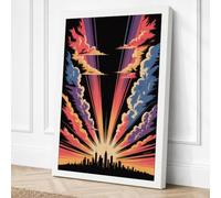 City Under Fire Modern Canvas Wall Art Print 36x24 Inch (91 x 61 cm)