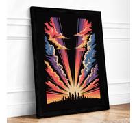 City Under Fire Modern Framed Wall Art Print A1 (84.1×59.4cm) Black, Wall