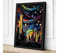 City Under Stars Art Deco Canvas Wall Art Print 24x16 Inch (61 x 41 cm)