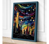 City Under Stars Art Deco Canvas Wall Art Print 30x20 Inch (76 x 51 cm)
