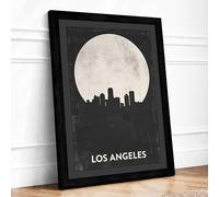 City Under Stars Minimalist Framed Wall Art Print A2 (59.4×42cm) Black, Wall Decor for Living Room, Bedroom, Office & Home, Ready to Hang, Art Gift