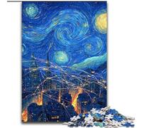 City Under The Night Sky 1000 Piece Jigsaw Puzzles for Adults Gifts, Staycation Kill Time Enhance Love between Couples (50x75cm)
