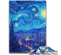 City Under The Night Sky Jigsaw Puzzles for Adults 1000 Pieces, Suitable for Ages 14 And Up Improve Memory Gifts Ideas 26x38cm