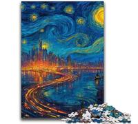 City Under The Night Sky Jigsaw Puzzles for Adults 1000 Pieces, Suitable for Ages 14 And Up Improve Memory Gifts Ideas 50x75cm