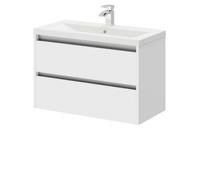 City Wall Mounted 2 Drawer Vanity Unit and Basin with 1 Tap Hole | Gloss White | MDF | 800mm