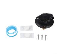 City Water Inlet with Check Valve for RV, Black ABS Brass Hose Connector Flange, Quick Install Replacement Fill Port Connection, Includes Screws and Tape