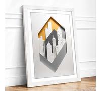 City Within Home Modern Framed Wall Art Print A2 (59.4×42cm) White, Wall Decor for Living Room, Bedroom, Office & Home, Ready to Hang, Art Gift