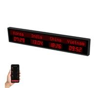 City World Clock, LED Digital World Clock, Remote Control & App Setting, Editable City Name, Time & Date, Wall Mounted, HD Dot Matrix Display, for Multinational Company