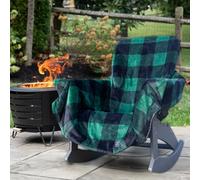 CITYBONFIRES The Chair Blanket - Reversible, Waterproof & Sherpa-Lined - Stretchable Elastic Back - Original Patio Chair Cover - Ideal for Homes and Outdoor Furniture- with Carry Pouch - Green Plaid