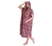 CityComfort Beach Towel for Adults Robes Women Men Cotton Towelling Poncho Changing Robe Wearable Towel Adult (L-XL, Pink Leopard)
