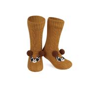 CityComfort Fluffy Socks for Women Teenagers Sherpa Lined Animal Slipper Socks with Non Slip Grip Pads One Size - Gifts for Women (Brown Bear)