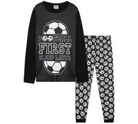 CityComfort Boys Pyjamas Long PJs Set Teens Football Nightwear Comfy Loungewear Soft Sleepwear Gifts for Boys (9-10 Years, Black Football)