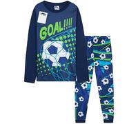 CityComfort Boys Pyjamas Long PJs Set Teens Football Nightwear Comfy Loungewear Soft Sleepwear Gifts for Boys (9-10 Years, Blue/Green Football)