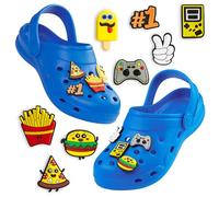 CityComfort Clogs Boys Removable Shoe Charms Garden Shoes Slip On Ankle Strap Indoor Outdoor Beach Holiday Essentials (Blue, 2/2.5 UK)