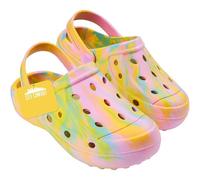 CityComfort Clogs for Girls Garden Shoes Tie Dye Summer Slip On with Strap for Beach Pool Indoor Outdoor Holiday Essentials (12/13 UK, Yellow Tie Dye)