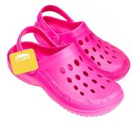 CityComfort Clogs for Women Garden Shoes Tie Dye Summer Slip On with Strap for Beach Pool Indoor Outdoor Holiday Essentials (4/5 UK, Fuchsia Neon)