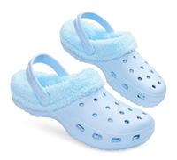 CityComfort Clogs Women Teens Winter Classic Fleece Lined House Shoes - Warm Garden Shoes Slip On with Strap (Light Blue, 7 UK)