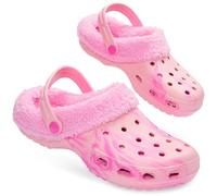 CityComfort Clogs Women Teens Winter Classic Fleece Lined House Shoes - Warm Garden Shoes Slip On with Strap (Tie Dye Pink, 5 UK)