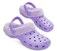CityComfort Clogs Women Teens Winter Classic Fleece Lined House Shoes - Warm Garden Shoes Slip On with Strap (Purple, 2 UK)