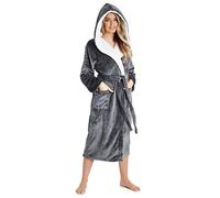 CityComfort Dressing Gown for Ladies Super Soft Fleece Bathrobe (XL, Dark Grey)