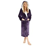 CityComfort Dressing Gown for Women, Fluffy Hooded Bathrobe (Deep Purple, M)