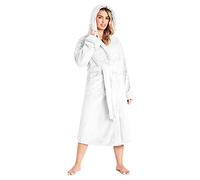 CityComfort Dressing Gown for Women, Fluffy Hooded Bathrobe (M, Dark Grey)
