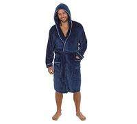CityComfort Dressing Gown Men and Teenagers - Super Soft Hooded Mens Fleece Robe - Sizes M-2XL Warm Cosy Loungewear Nightwear (Navy, M)