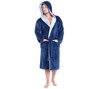 CityComfort Dressing Gown Men and Teenagers - Super Soft Hooded Mens Fleece Robe - Sizes M-2XL Warm Cosy Loungewear Nightwear (Dark Blue, M)