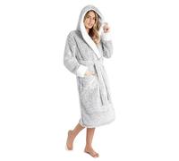 CityComfort Dressing Gown Women, Fluffy Bath Robes for Women, Gifts for Her (M, Two Tone Grey)
