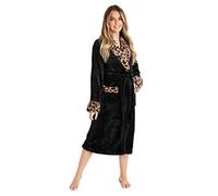 CityComfort Dressing Gown Womens, Soft Fleece Fluffy Bathrobe (S, Black)
