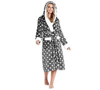 CityComfort Dressing Gowns For Women, Soft Fleece Women's Robes (Charcoal/White, M)