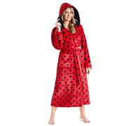 CityComfort Dressing Gowns For Women, Soft Fleece Women's Robes (Red/Black, S)