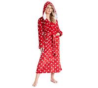 CityComfort Dressing Gowns For Women, Soft Fleece Women's Robes (Red/White, M)