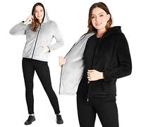 CityComfort Fleece Jacket Women Warm Fluffy Jacket Ladies Sweater Polar Soft Womens Hoodies Zip Up Sweatshirts for Women Outerwear Spring Camping Hiking Walking (Black, M)
