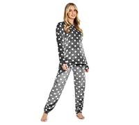 CityComfort Fleece Womens Pyjamas Set Long Sleeve Fluffy Loungewear Adults Teenagers, Winter PJs Warm Nightwear, Gifts for Her (Charcoal, L)